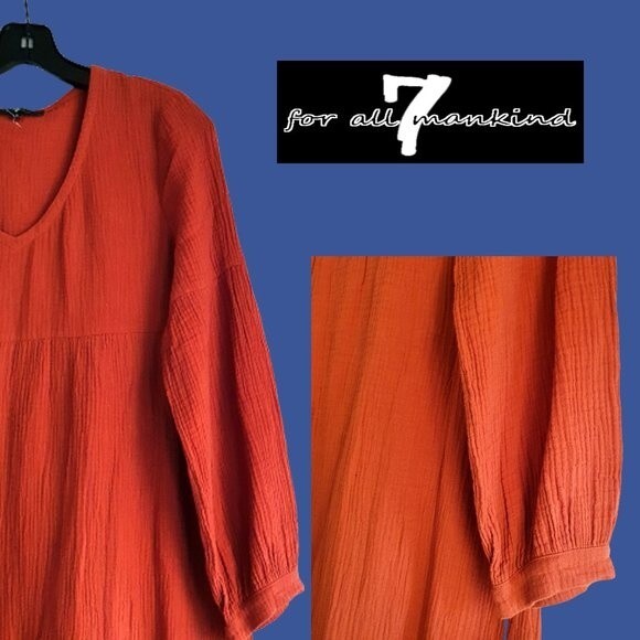 7 For All Mankind NEW Prairie Boho Tiered V-Neck Maxi Dress S - Picture 5 of 11